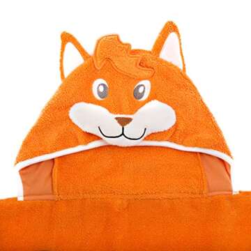 Little Tinkers World Premium Hooded Towels for Kids | Beach Or Bath Towel | Fox Design | Ultra Soft and Extra Large | 100% Cotton Childrens Swimming/Bath Towel with Hood for Girls and Boys