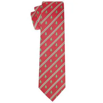 KissTies Mens Christmas Tie Xmas Tree Necktie Red Holiday Season Ties