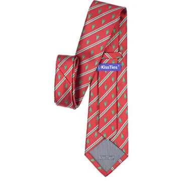 KissTies Mens Christmas Tie Xmas Tree Necktie Red Holiday Season Ties