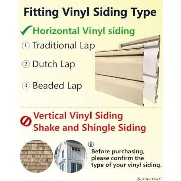 NACETURE Vinyl Siding Hooks Hanger (6 Pack) | No Drill Vinyl Siding Clips for Hanging Outdoor Decor