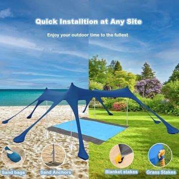 Nertpow Beach Tent 10x10ft UPF50+ Sun Shade Essential