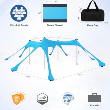 Nertpow Beach Tent 10x10ft UPF50+ Sun Shade Essential
