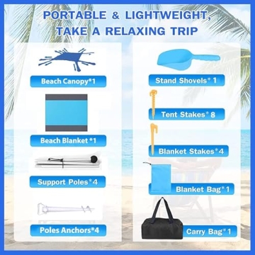 Nertpow Beach Tent 10x10ft UPF50+ Sun Shade Essential