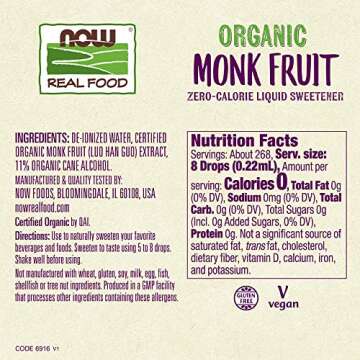 NOW Foods Monk Fruit Liquid Organic, 2 Fluid Ounce (2 Pack)