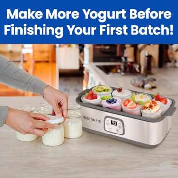 Ultimate Yogurt Jars - Make More Delicious Yogurt! 8 Count Small Glass Yogurt Cups With Lids - 100% ...