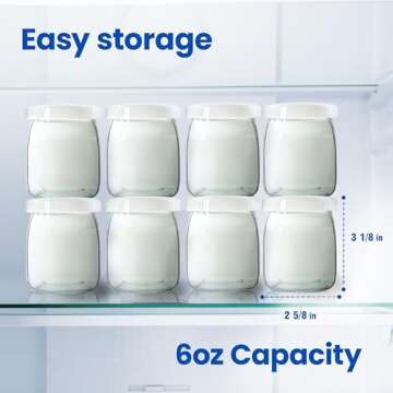 Ultimate Yogurt Jars - Make More Delicious Yogurt! 8 Count Small Glass Yogurt Cups With Lids - 100% BPA Free, Airtight & Dishwasher Safe! Perfect Containers for Yoghurt, Oatmeal, Pudding, or Jello