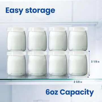 Ultimate Yogurt Jars - Make More Delicious Yogurt! 8 Count Small Glass Yogurt Cups With Lids - 100% BPA Free, Airtight & Dishwasher Safe! Perfect Containers for Yoghurt, Oatmeal, Pudding, or Jello