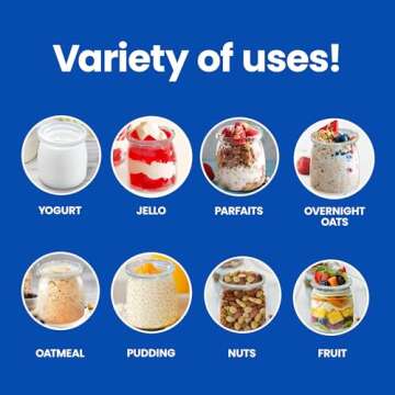 Ultimate Yogurt Jars - Make More Delicious Yogurt! 8 Count Small Glass Yogurt Cups With Lids - 100% BPA Free, Airtight & Dishwasher Safe! Perfect Containers for Yoghurt, Oatmeal, Pudding, or Jello