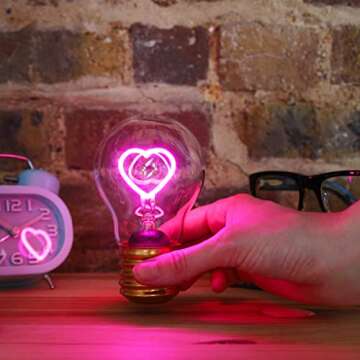 Suck UK Heart Neon Light Lamp | Rechargeable Portable Pink Table Lamp with Touch Control | Cordless Bedside Light for Home Decor | Bedroom | Valentines Day Decorations | Gifts | Romantic Room Lighting