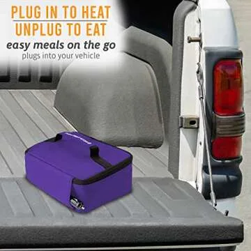 HOTLOGIC Mini Portable Electric Lunch Box Food Heater - Innovative Food Warmer and Heated Lunch Box for Adults Car/Home - Easily Cook, Reheat, and Keep Your Food Warm - Purple - 12V
