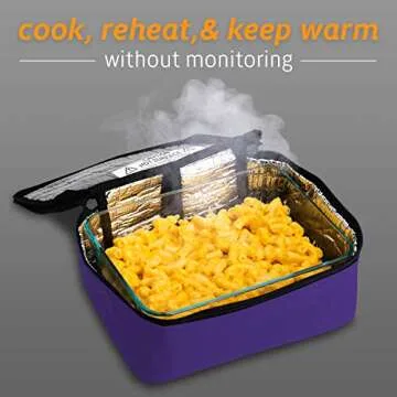 HOTLOGIC Mini Portable Electric Lunch Box Food Heater - Innovative Food Warmer and Heated Lunch Box for Adults Car/Home - Easily Cook, Reheat, and Keep Your Food Warm - Purple - 12V