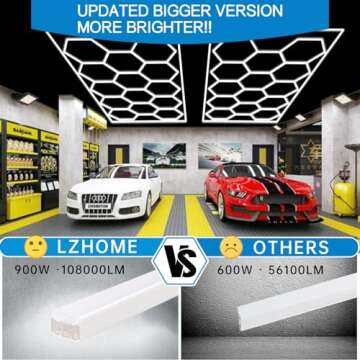 Updated Bigger Size Hexagon LED Garage Light: 108000LM Ultra-Bright, Hexagon led Lights for Garage W...