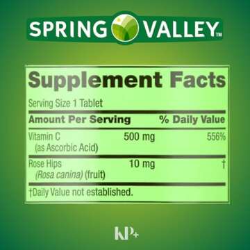 Spring Valley Vitamin C 500mg Tablets with Rose Hips