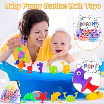 Baby Suction Cup Bath Toys, Party Favors for Kids 4-8 Autism Sensory Toy, 9PCS Silicone Animal Stres...