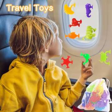 Baby Suction Cup Bath Toys, Party Favors for Kids 4-8 Autism Sensory Toy, 9PCS Silicone Animal Stress Relief Children Classroom Prizes, Christmas Halloween Easter Stuffers for Boys Girls 3+