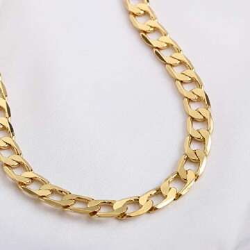 Reoxvo Cuban Curb Gold Link Chain Toggle Bracelet for Women