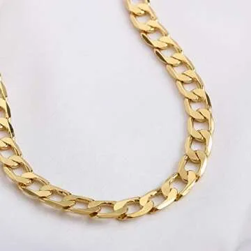 Reoxvo Cuban Curb Gold Link Chain Toggle Bracelet for Women