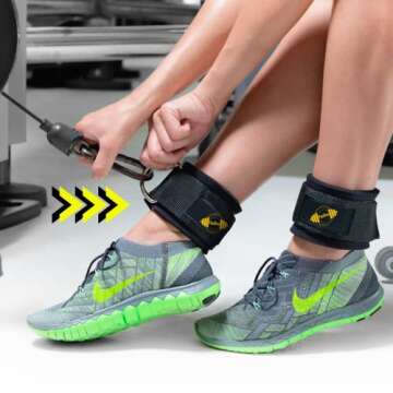 PeoBeo Ankle Strap for Cable Machine Attachments for Gym Ankle Straps for Cable Machines Straps Foot Straps for Cable Machine Attachment Glute Machine Gym Accessories for Women (Black & Yellow)