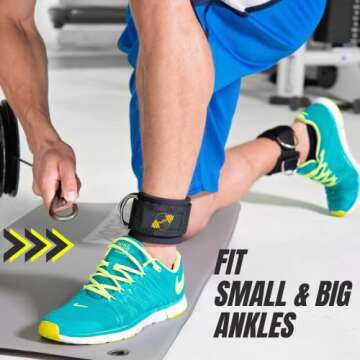 PeoBeo Ankle Strap for Cable Machine Attachments for Gym Ankle Straps for Cable Machines Straps Foot Straps for Cable Machine Attachment Glute Machine Gym Accessories for Women (Black & Yellow)