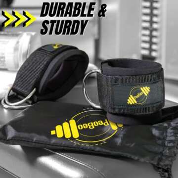 PeoBeo Ankle Strap for Cable Machine Attachments for Gym Ankle Straps for Cable Machines Straps Foot Straps for Cable Machine Attachment Glute Machine Gym Accessories for Women (Black & Yellow)