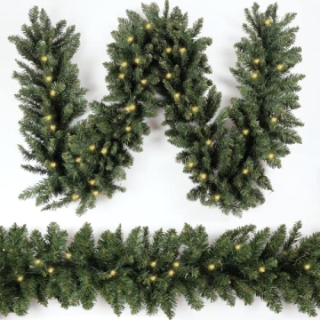 HomeKaren Christmas Garland 9ft with 50 LED Lights