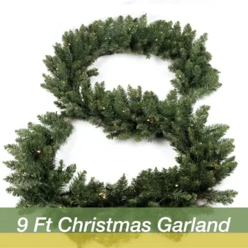 HomeKaren Christmas Garland 9ft with 50 LED Lights