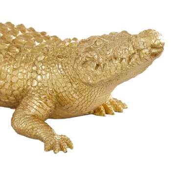 Deco 79 Polystone Crocodile Decorative Sculpture Home Decor Statue, Accent Figurine 16" x 5" x 4", Gold