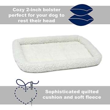 MidWest Homes for Pets Dog Bed 18L-Inch White Fleece Dog Bed or Cat Bed w/ Comfortable Bolster | Ideal for "Toy" Dog Breeds & Fits an 18-Inch Dog Crate | Easy Maintenance Machine Wash & Dry