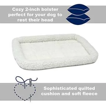 MidWest Homes for Pets Dog Bed 18L-Inch White Fleece Dog Bed or Cat Bed w/ Comfortable Bolster | Ideal for "Toy" Dog Breeds & Fits an 18-Inch Dog Crate | Easy Maintenance Machine Wash & Dry
