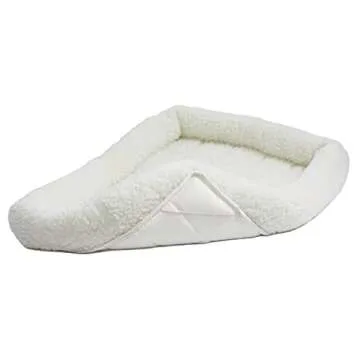 MidWest Homes for Pets Dog Bed 18L-Inch White Fleece Dog Bed or Cat Bed w/ Comfortable Bolster | Ideal for "Toy" Dog Breeds & Fits an 18-Inch Dog Crate | Easy Maintenance Machine Wash & Dry