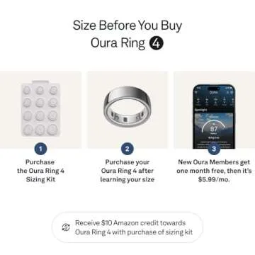 Oura Ring 4 - Silver - Size 7 - Smart Ring - Size First with Oura Ring 4 Sizing Kit - Sleep Tracking Wearable - Heart Rate - Fitness Tracker - Up to 8 Days of Battery Life