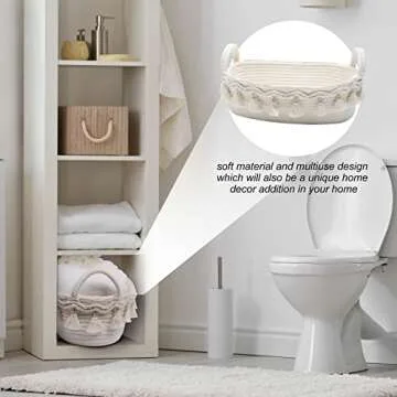 Baskets for Gifts Empty Macrame Cotton Rope Woven Baskets for Organizing Toilet Paper Baskets for Bathroom Decor Decorative Basket for Bedroom Nursery Livingroom Entryway,Set of 2,White