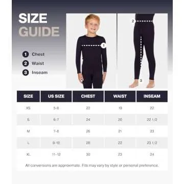 Thermajohn Thermal Underwear for Kids, Boys Thermal Underwear Set | Kids Base Layers for Skiing | Long Johns for Boys Kids, Navy, (XS)