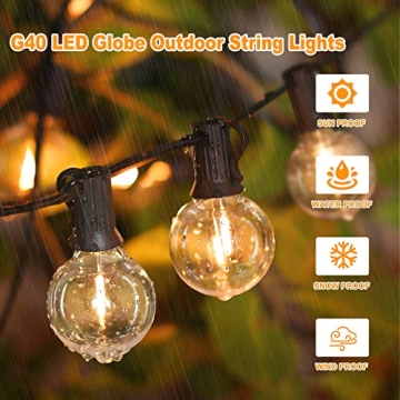 G40 LED Globe String Lights - 2-Pack, 100FT