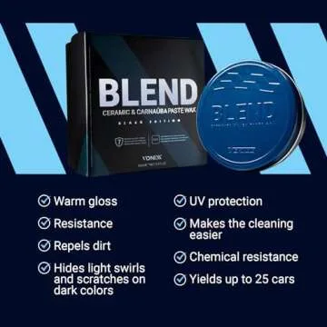 Vonixx Blend Ceramic & Carnauba Paste Wax - Black Edition | Deep Shine for Dark Paints | Ultimate Automotive Care Solution | Lasts up to 7 Months | Water Repellent | 3.4 oz (100 mL)