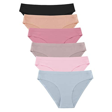 FINETOO 6 Pack Women’s Seamless Hipster Underwear No Show Panties Invisibles Briefs Soft Stretch B...