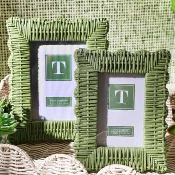 Stylish Rattan Photo Frame Set for Elegant Home Decor