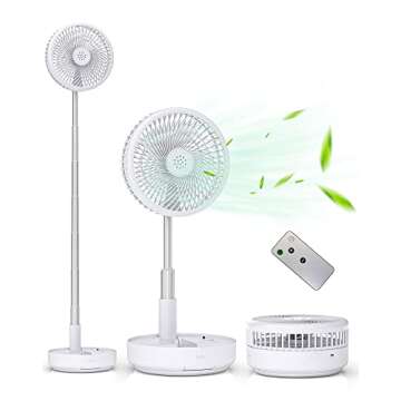 Primevolve Portable Oscillating Standing Fan,Rechargeable Battery Operated USB Floor Table Desk Fan ...