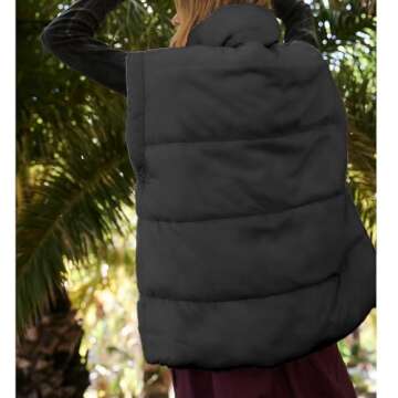 Ainangua Women's Puffer Vest Stand Collar Zipper Sleeveless Jackets Winter Lightweight Vests Warm Padded Jacket Coat(Black,M)