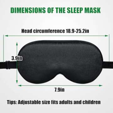Sleep Mask for Women and Men 2 Pcs Eye Mask for Sleeping Adjustable Strap Blackout Silk Sleep Eye Masks Soft Eye Covers Blindfolds Black 2 Pack