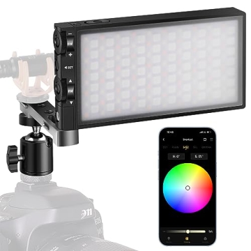 Pixel G1s RGB Video Light with APP Control, Built-in 12W Rechargeable Battery LED Camera Light, 10 C...