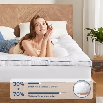 BEDLORE Queen Mattress Topper, Thick Pillow Top Pad for Back Pain Relief, Cooling Soft Mattress Cove...