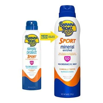 Banana Boat Sport 100% Mineral Sunscreen Spray SPF 50, 9.5oz | Banana Boat Mineral Sunscreen, Oxybenzone Free Sunscreen, Sport Sunscreen, Spray On Sunscreen, Water Resistant Sunscreen SPF 50, 9.5oz
