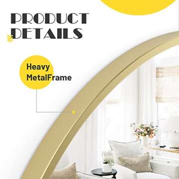 48 Inch Round Wall Mirror with Elegant Gold Frame
