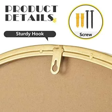 48 Inch Round Wall Mirror with Elegant Gold Frame