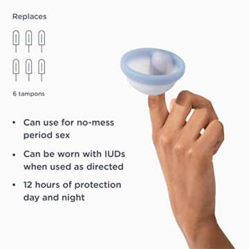 Saalt Menstrual Disc - Soft, Flexible, Reusable Medical-Grade Silicone - Wear 12 Hours - Removal Notch - Two Sizes - Menstrual Cup or Tampon Alternative - Made in USA - Lasts 10 Years (Blue, Regular)