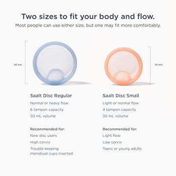 Saalt Menstrual Disc - Soft, Flexible, Reusable Medical-Grade Silicone - Wear 12 Hours - Removal Notch - Two Sizes - Menstrual Cup or Tampon Alternative - Made in USA - Lasts 10 Years (Blue, Regular)
