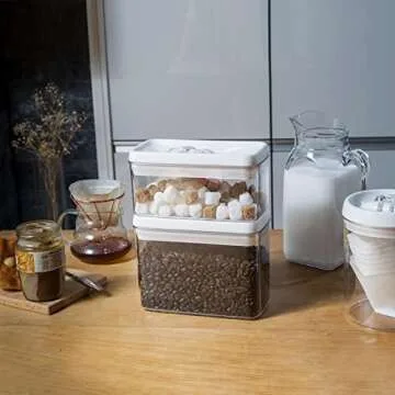 Felli Flip Tite Storage Container 4" RECTANGULAR Airtight Lid Seal Lock Top Stackable, Kitchen Counter Pantry Organizer Acrylic Canister Jar for Lasagna Pasta Spaghetti Granola Coffee Bean (1.9qt)