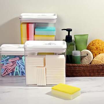 Felli Flip Tite Storage Container 4" RECTANGULAR Airtight Lid Seal Lock Top Stackable, Kitchen Counter Pantry Organizer Acrylic Canister Jar for Lasagna Pasta Spaghetti Granola Coffee Bean (1.9qt)