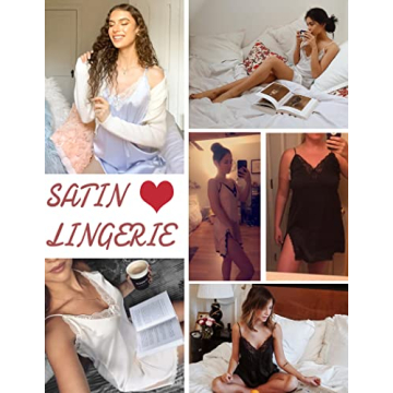 Ekouaer Satin Lingerie Nightgown Beautiful Sleepwear